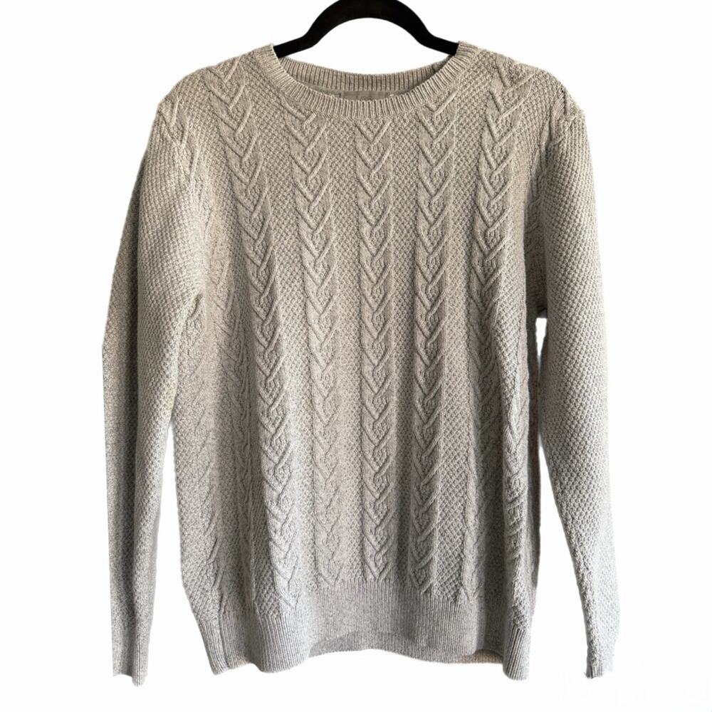 M&S Collection Pure Cotton Cable Knit Crew Neck Jumper Size M Old Money Classic